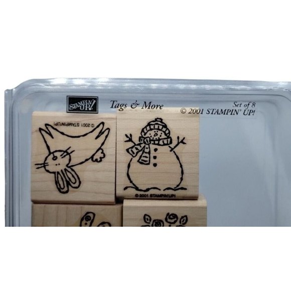 Stampin Up Tags and More Accessories 8 Piece Rubber Stamp Kit Mounted Seasonal - Picture 2 of 4